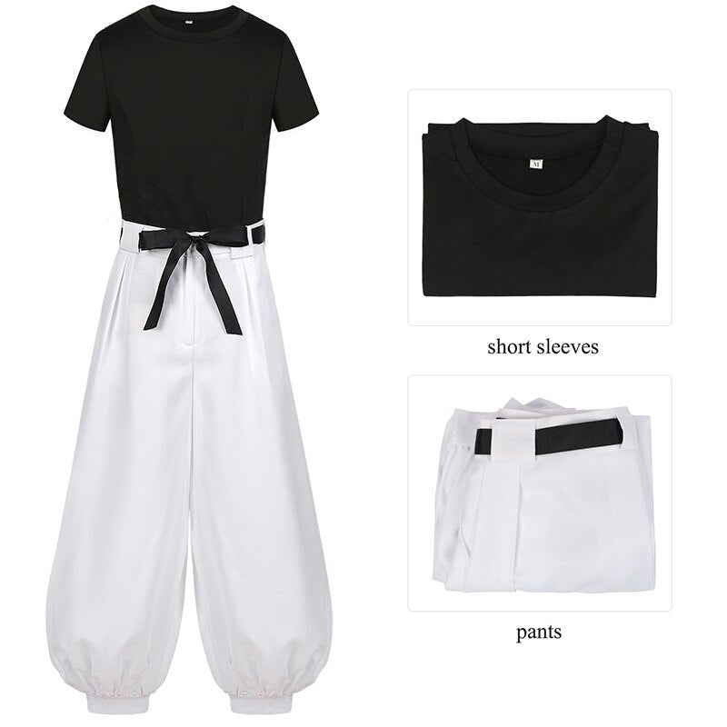 Anime Jujutsu Kaisen Fushiguro Toji Cosplay Costume Adult Unisex Short Sleeve Top Pants Suit Halloween Uniform Party