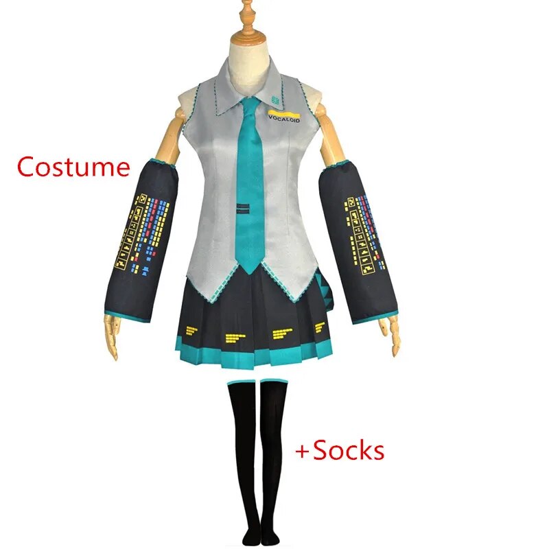 Anime Miku Cosplay Costume Japan Midi Dress Female Outfits For Halloween Carnival New Year Party Suits Wig