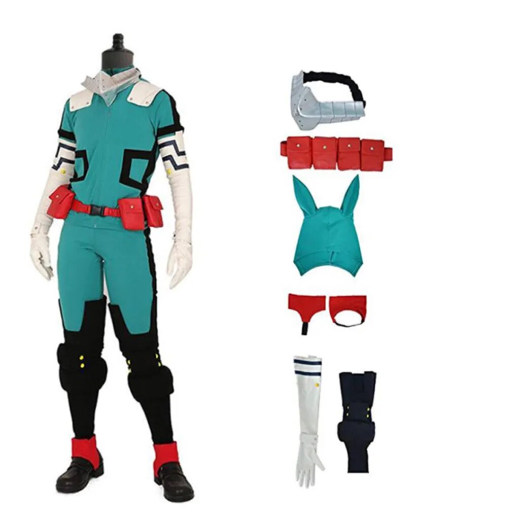 Anime My Hero Academia Cosplay Midoriya Izuku Deku Battle Cosplay Costume Unisex Costume Set Halloween Wig Hair