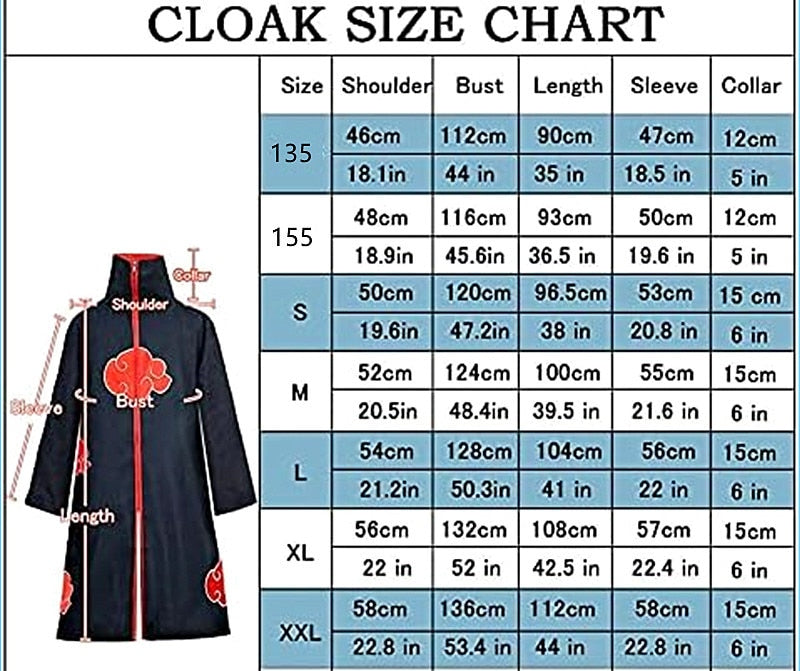 Anime Costume Cape Dawn Organization Cape Embroidered Red Cloud Cartoon Pattern Robe Halloween Cosplay Necklace with Ring Access