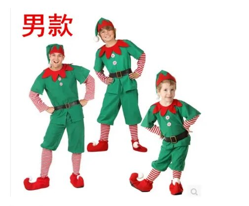 Boys and Girls Adult Elf Cos Dance Party Christmas Costumes