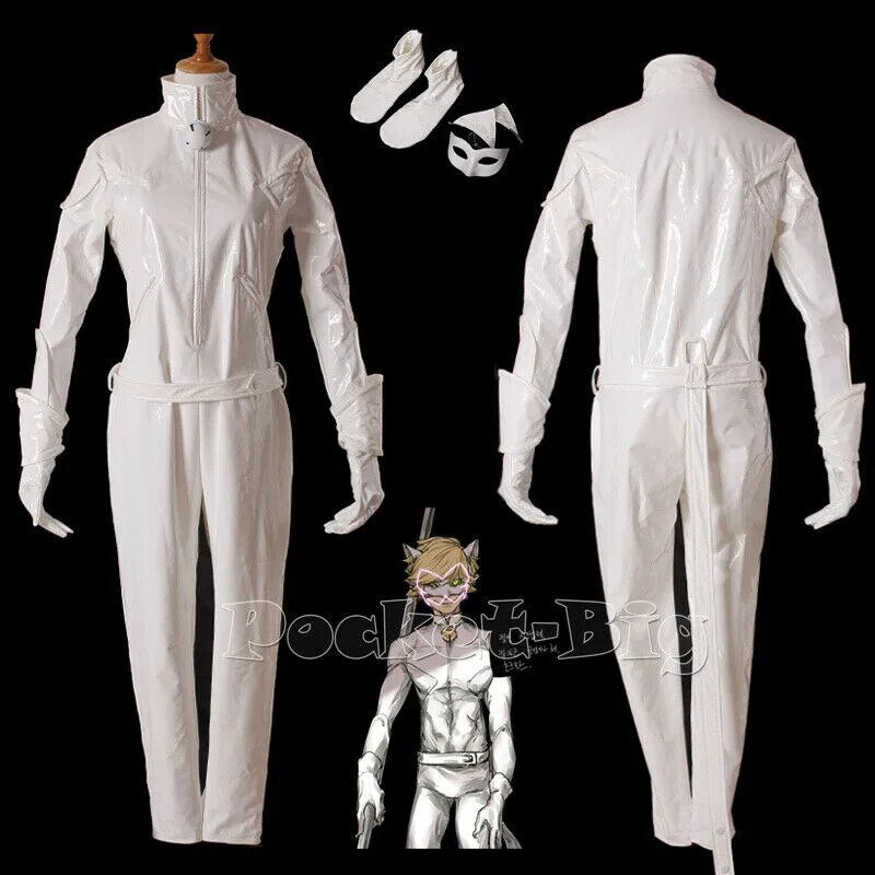 Cat Suit Cosplay Costume White Black Cat Cosplay Jumpsuit Sexy Black Zipper Catsuit for Women Men Custom Made