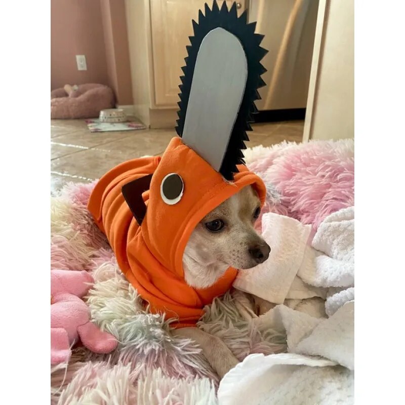 Chainsaw Man Pochita Pets Cosplay Costume For Cat Dog Pet Uniform Anime Power Denji Cute Pets Orange Outfits Clothes Gifts Props