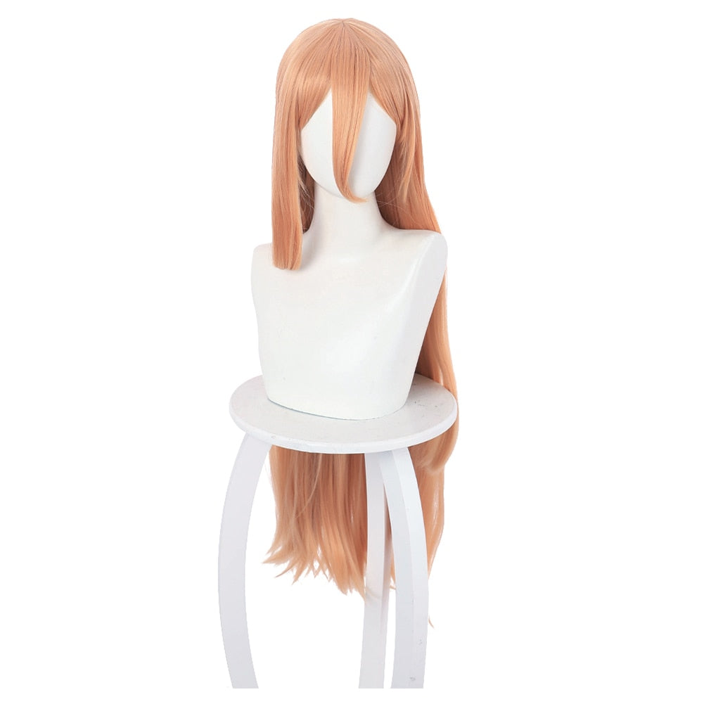 Chainsaw Man Power Cosplay Costume Long T-Shirt Wig Hairpin Outfits Halloween Carnival Suit for Adult Women Girls Top Set