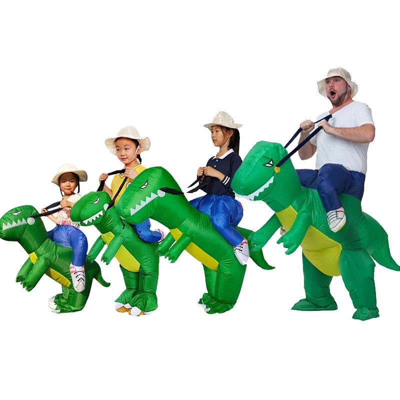 Child Adult Unisex Boy Girl Inflatable Green Dinosaur Cosplay Costume Kids Kindergarden Performance Halloween Carnival Party