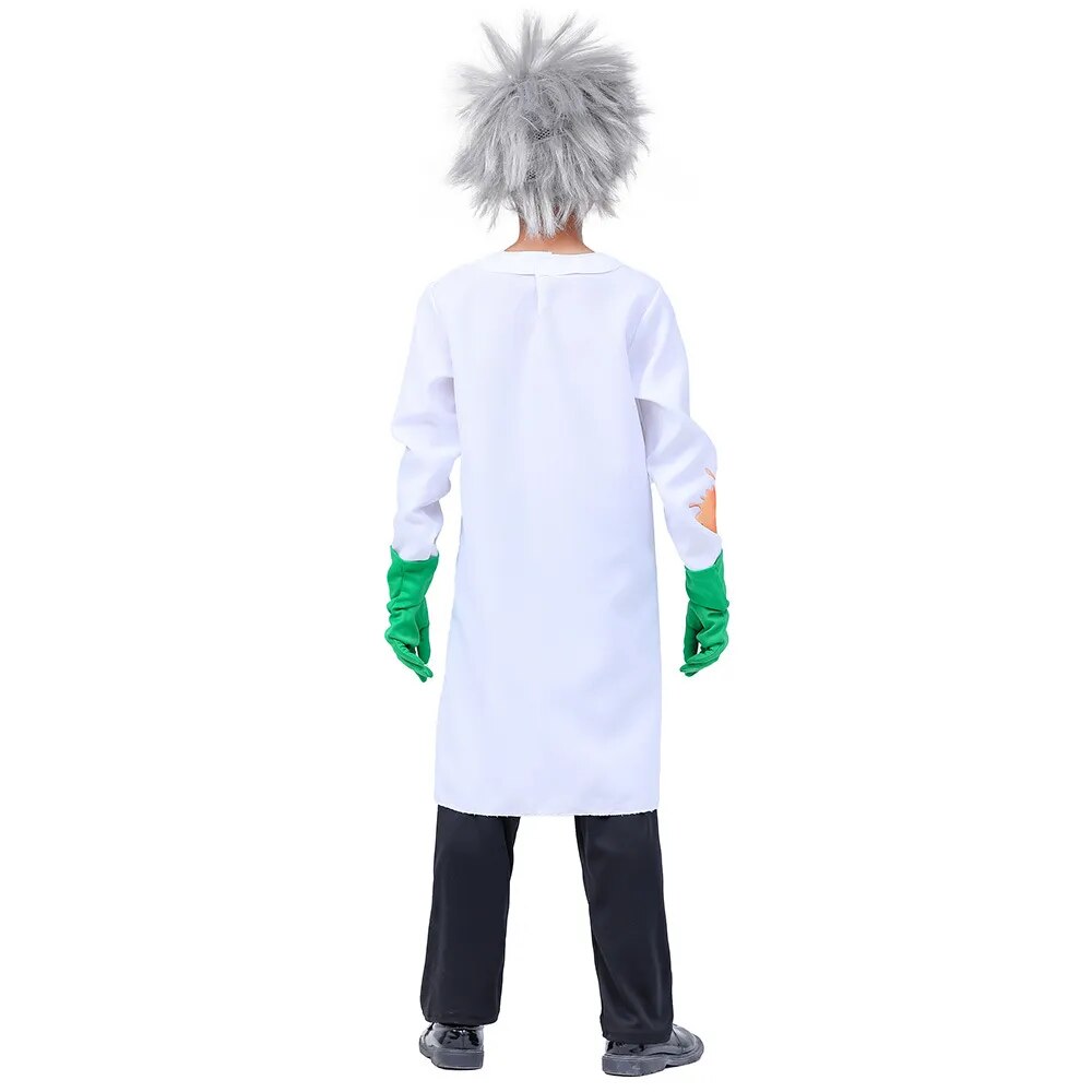 Children Boy Psycho Crazy Scientists Cosplay Costumes Wig Pants Glasses Gloves Kids RolePlay Doctor Scientist Profession Clothes