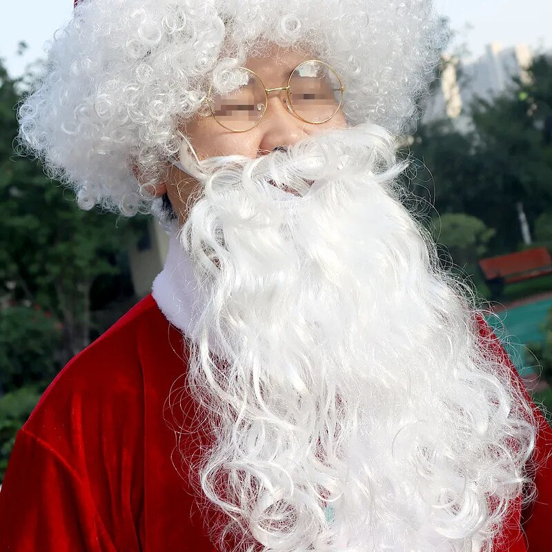 Christmas Santa Claus Costume For Adult Men Fancy Cosplay Costumes Party Red Suit Coat Pants Beard Belt Hat Plus Size 6XL