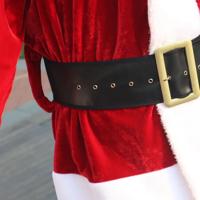 Christmas Santa Claus Costume For Adult Men Fancy Cosplay Costumes Party Red Suit Coat Pants Beard Belt Hat Plus Size 6XL