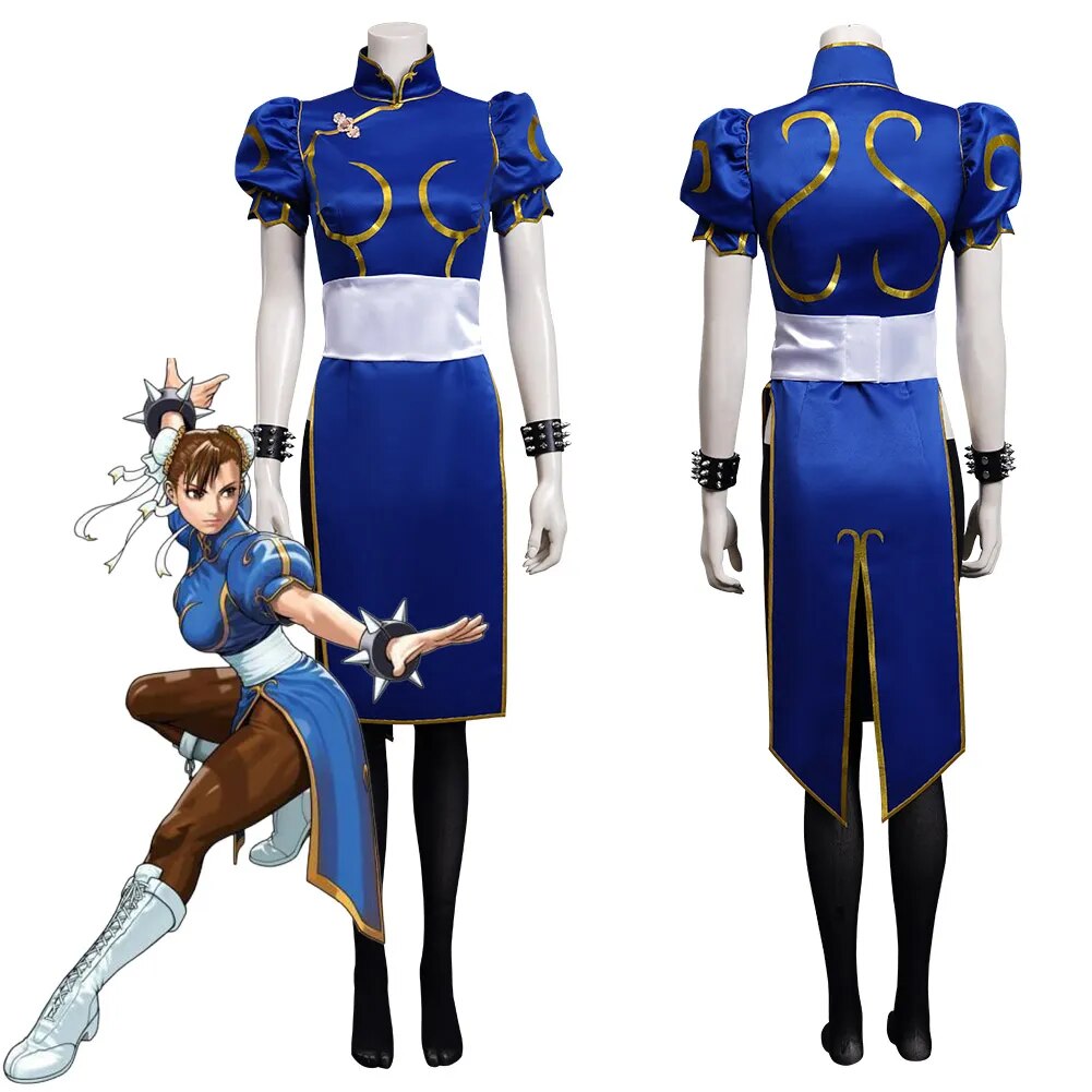 Chun Li Cosplay Costume Anime Game Cosplay Costume Dress Outfit Women Feamle Ladies Halloween Party Role Play Clothing SF