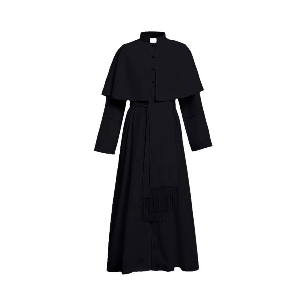 Cosplay legend Clergy Robe Cassock with Cincture Medieval Clergyman Vestments Roman Priest Robe Cassock Costume for Men Witch