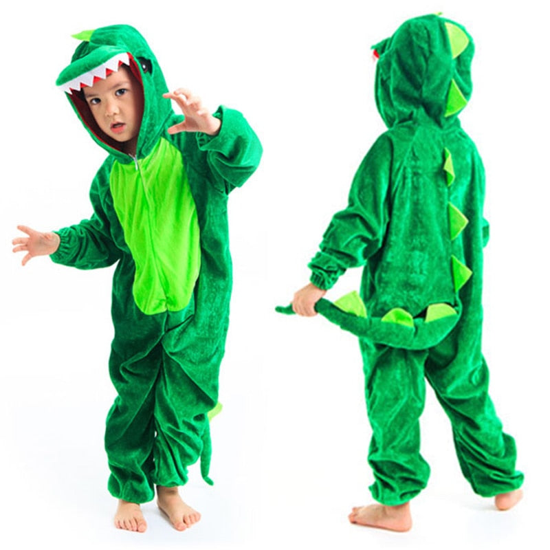 Cute Kids Animal Dinosaur Kugurumi Costume Cosplay Boys Child Green Black Kindergarten School Party Student Game Role Play Suit