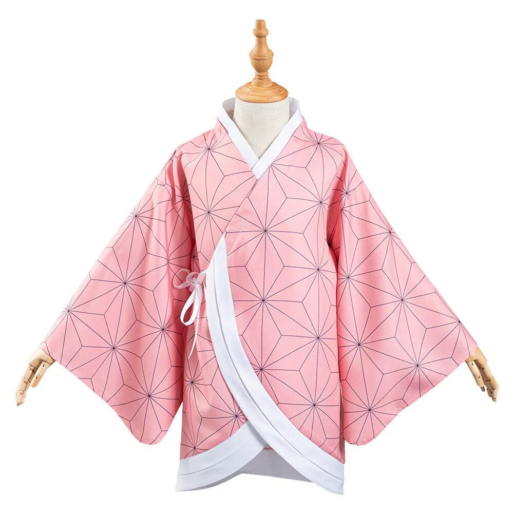 Demon Slayer Kimetsu No Yaiba Kamado Nezuko Cosplay Costume Adult Kids Kimono Coat Cloak Robe Halloween Role-playing Costumes