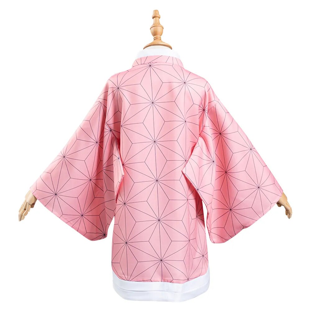 Demon Slayer Kimetsu No Yaiba Kamado Nezuko Cosplay Costume Adult Kids Kimono Coat Cloak Robe Halloween Role-playing Costumes