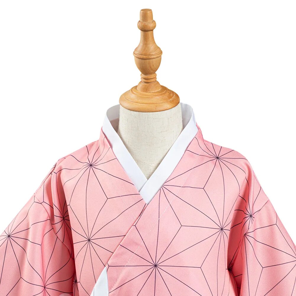Demon Slayer Kimetsu No Yaiba Kamado Nezuko Cosplay Costume Adult Kids Kimono Coat Cloak Robe Halloween Role-playing Costumes