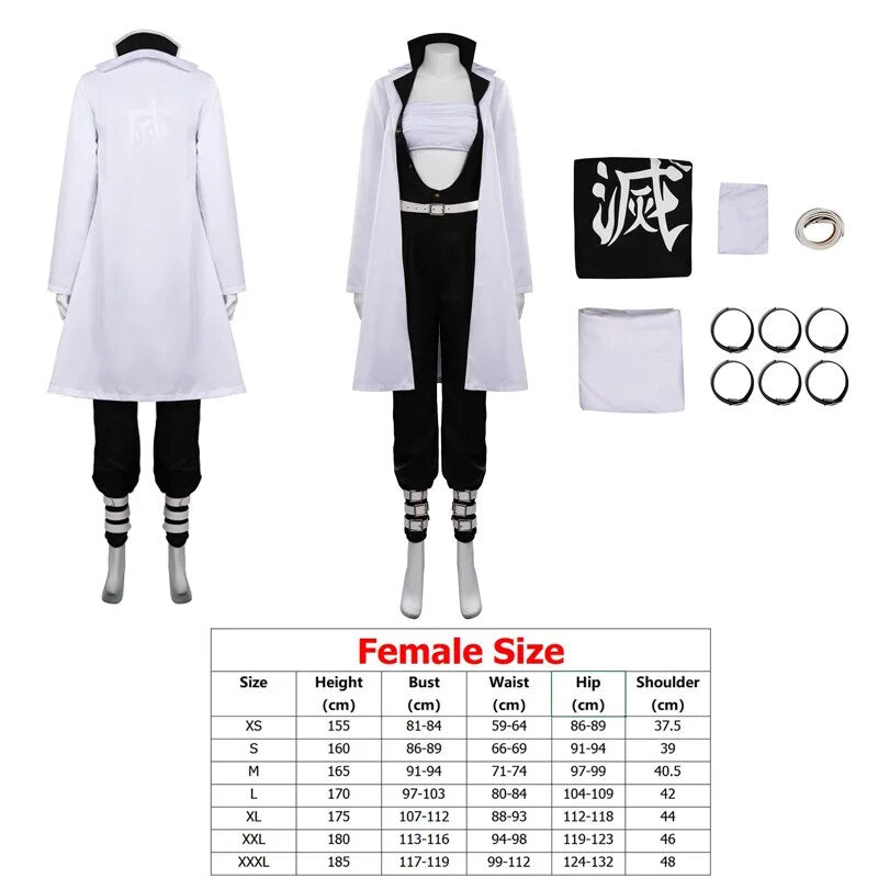 Demon Slayer Shinazugawa Sanemi Cosplay Costume Coat Pants Tops Adult Full Set Outfits Women Men Halloween Carnival Party Suit