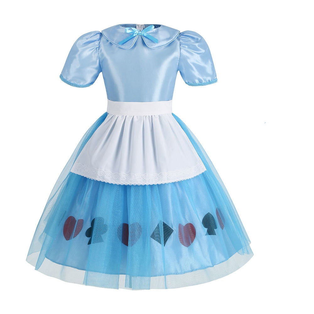 Deluxe Girl Halloween Sissy Maid Lolita Dress Alice in Wonderland Costume Kids Cosplay Servant Family Party Dress