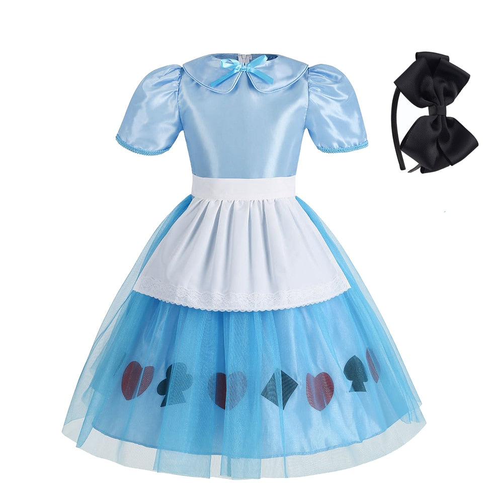 Deluxe Girl Halloween Sissy Maid Lolita Dress Alice in Wonderland Costume Kids Cosplay Servant Family Party Dress