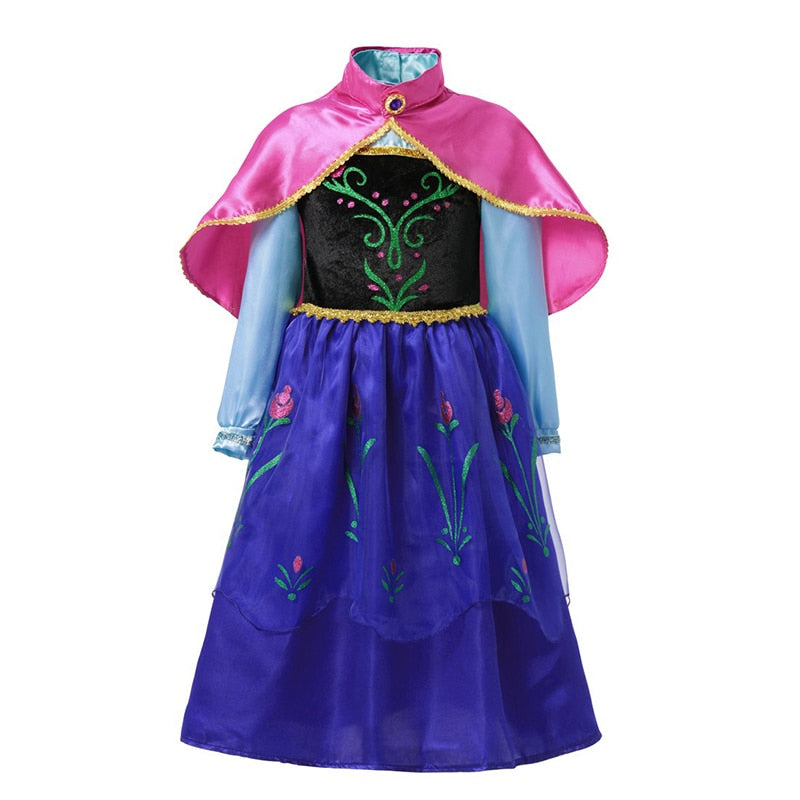 Frozen Costume Princess Dress for Girls White Sequined Mesh Ball Gown Carnival Clothing Kids Cosplay Snow Queen Elsa Anna