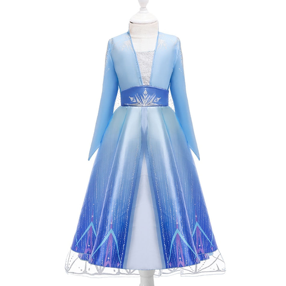 Frozen Costume Princess Dress for Girls White Sequined Mesh Ball Gown Carnival Clothing Kids Cosplay Snow Queen Elsa Anna