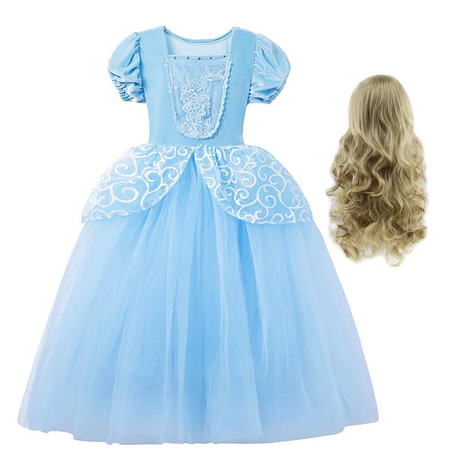 Girl Cinderella Cosplay Dress Up Clothes Girls Christmas Halloween Party Princess Costume Kids Birthday Wedding Gown