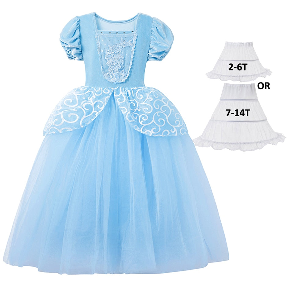 Girl Cinderella Cosplay Dress Up Clothes Girls Christmas Halloween Party Princess Costume Kids Birthday Wedding Gown