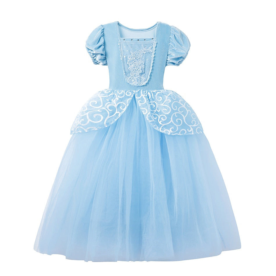 Girl Cinderella Cosplay Dress Up Clothes Girls Christmas Halloween Party Princess Costume Kids Birthday Wedding Gown