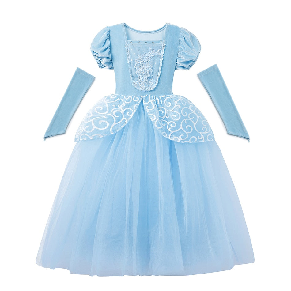 Girl Cinderella Cosplay Dress Up Clothes Girls Christmas Halloween Party Princess Costume Kids Birthday Wedding Gown