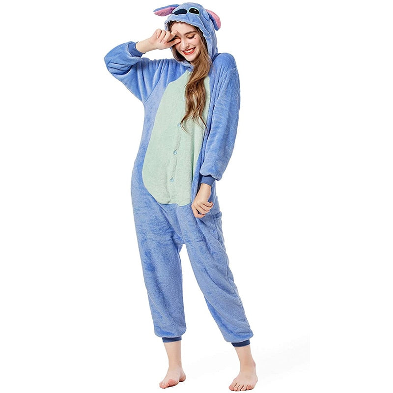 Lilo Stitch Stitch Cosplay Costumes Jumpsuit for Adults Stitch Hooded Pajamas Onesie Costume Halloween Clothes Women Men