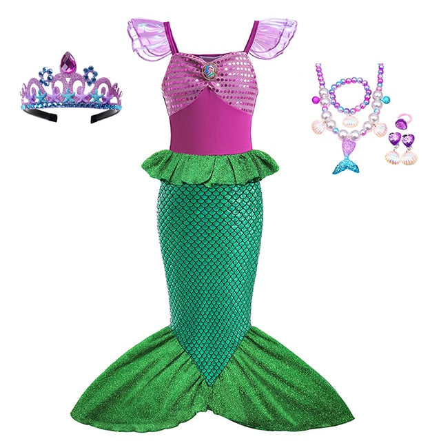 Little Mermaid Ariel Princess Costume Kids Dress for Girls Cosplay Children Carnival Birthday Party Clothes Mermaid Dress