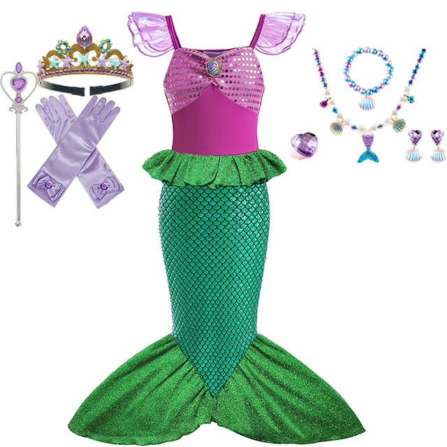 Little Mermaid Ariel Princess Costume Kids Dress For Girls Cosplay Children Carnival Birthday Party Clothes Mermaid Dress