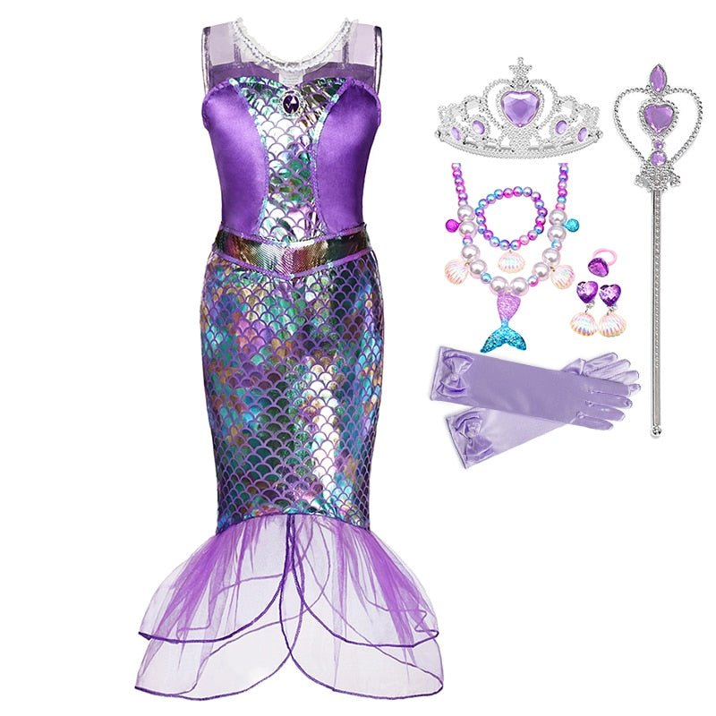 Little Mermaid Ariel Princess Costume Kids Dress For Girls Cosplay Children Carnival Birthday Party Clothes Mermaid Dress
