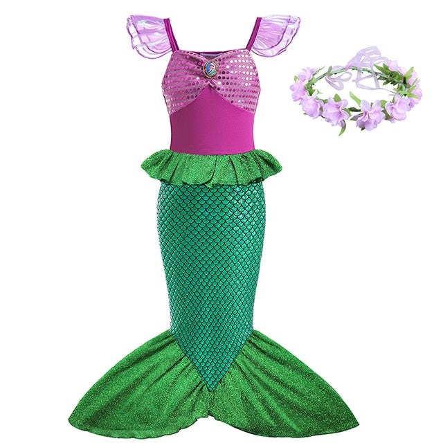 Little Mermaid Ariel Princess Costume Kids Dress For Girls Cosplay Children Carnival Birthday Party Clothes Mermaid Dress
