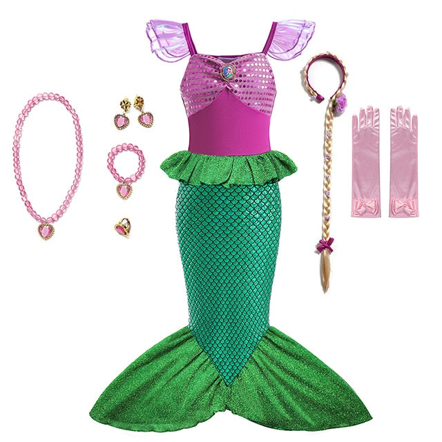 Little Mermaid Ariel Princess Costume Kids Dress For Girls Cosplay Children Carnival Birthday Party Clothes Mermaid Dress
