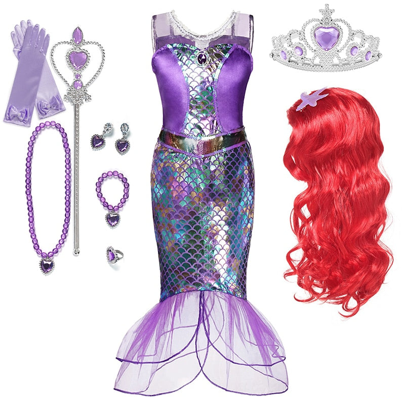 Little Mermaid Ariel Princess Costume Kids Dress For Girls Cosplay Children Carnival Birthday Party Clothes Mermaid Dress