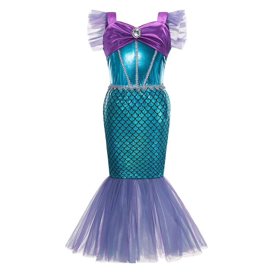 Little Mermaid Ariel Princess Costume Kids Dress For Girls Cosplay Children Carnival Birthday Party Clothes Mermaid Dress