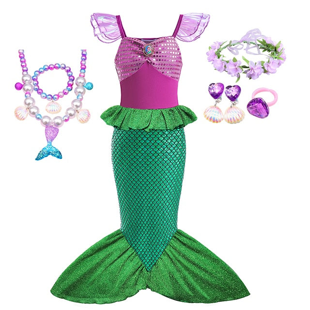 Little Mermaid Ariel Princess Costume Kids Dress For Girls Cosplay Children Carnival Birthday Party Clothes Mermaid Dress