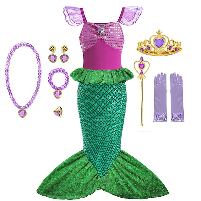 Little Mermaid Ariel Princess Costume Kids Dress For Girls Cosplay Children Carnival Birthday Party Clothes Mermaid Dress