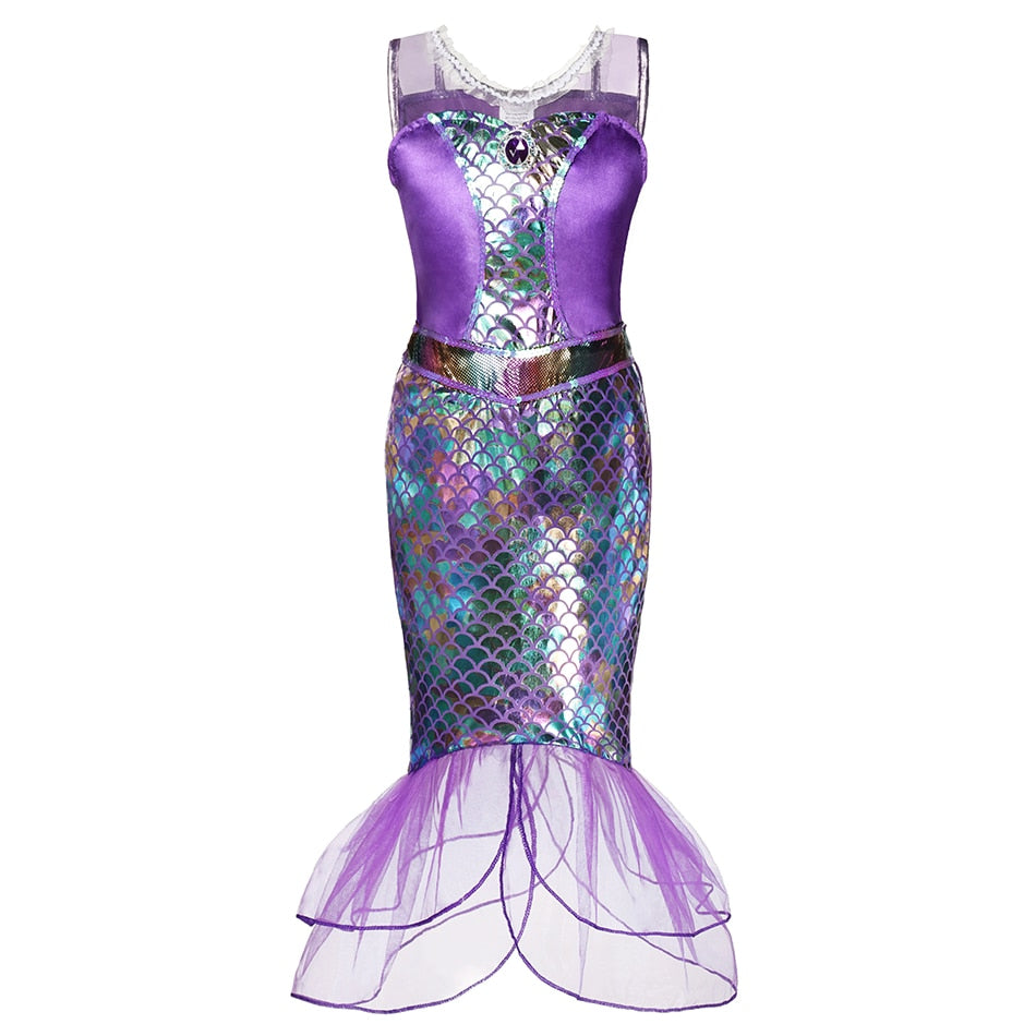 Little Mermaid Ariel Princess Costume Kids Dress For Girls Cosplay Children Carnival Birthday Party Clothes Mermaid Dress