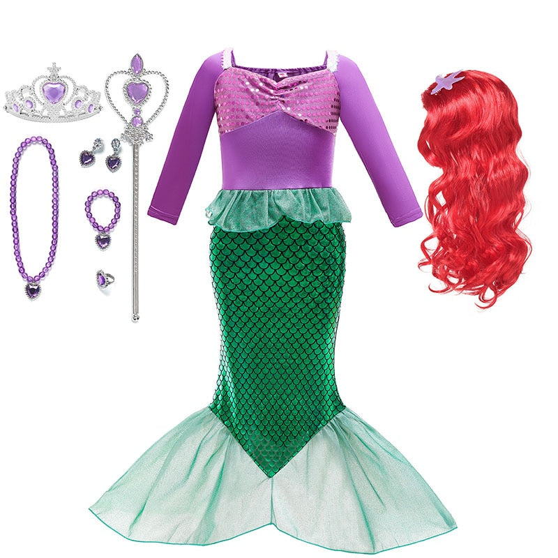 Little Mermaid Ariel Princess Costume Kids Dress For Girls Cosplay Children Carnival Birthday Party Clothes Mermaid Dress