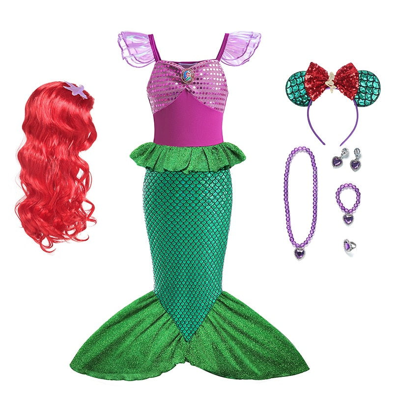 Little Mermaid Ariel Princess Costume Kids Dress For Girls Cosplay Children Carnival Birthday Party Clothes Mermaid Dress