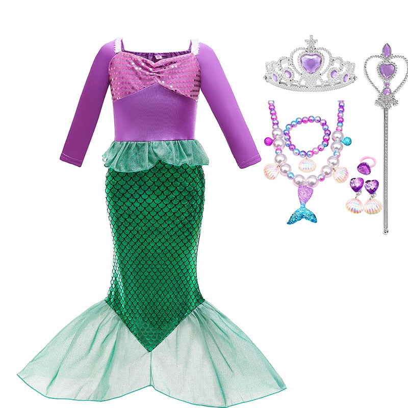 Little Mermaid Ariel Princess Costume Kids Dress For Girls Cosplay Children Carnival Birthday Party Clothes Mermaid Dress