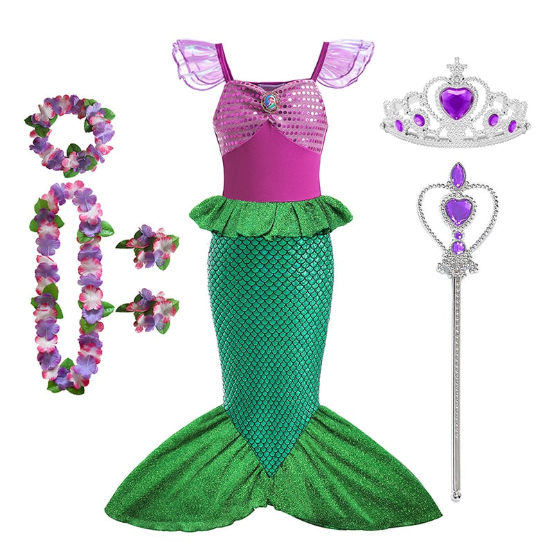 Little Mermaid Ariel Princess Costume Kids Dress For Girls Cosplay Children Carnival Birthday Party Clothes Mermaid Dress