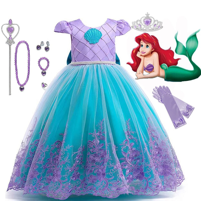 Little Mermaid Ariel Princess Costume Kids Dress for Girls Cosplay Children Carnival Birthday Party Clothes Mermaid Dress