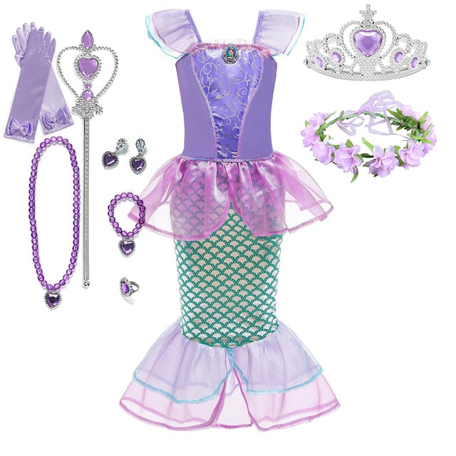 Little Mermaid Ariel Princess Costume Kids Dress for Girls Cosplay Children Carnival Birthday Party Clothes Mermaid Dress