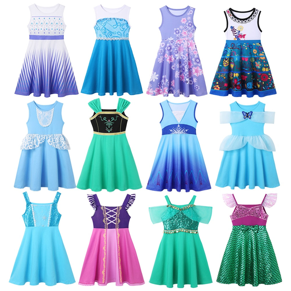 Mickey  Girl Dress Kids Toddler Mickey Minnie Mouse Daisy Cartoon Puff Sleeve Clothes Backless Cute Dresses