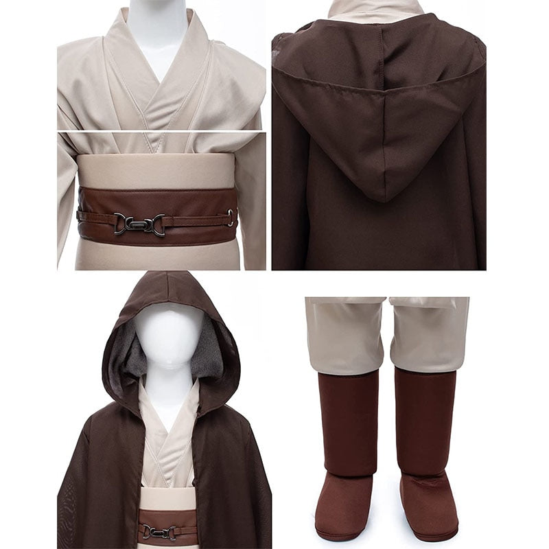 Star Wars Cosplay Costume Kids Jedi Warrior Cosplay Hooded Cloak Clothing Suit Halloween Party Costumes for Child