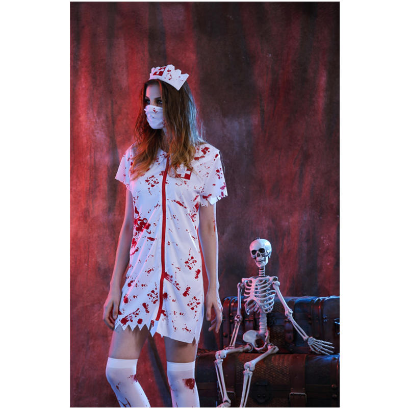 Doctor Nurse Halloween Cosplay Costume with blood sexy Outfit Role Play Costumes Gown Dress Hat Mask men women Carnival Uniforms