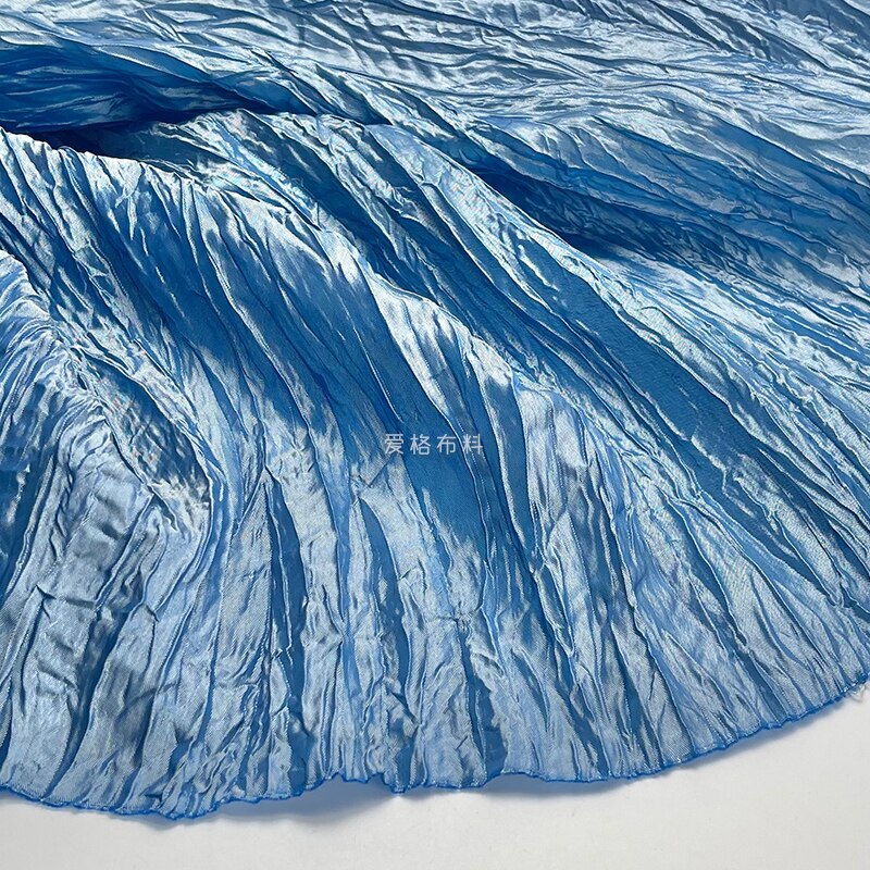 Fashion Pleated Women Dress Fabric By The Meter,Haute Couture Irregular Pleat Designer Fabrics for Sewing Lady Shirt Dress