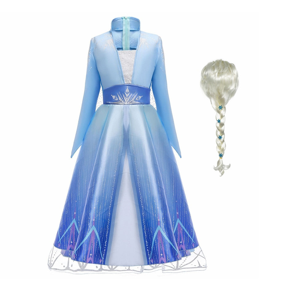 Frozen Girls Dress Elsa 2 Princess Cosplay Costume Kid Children Gowns Vestidos Snow Queen