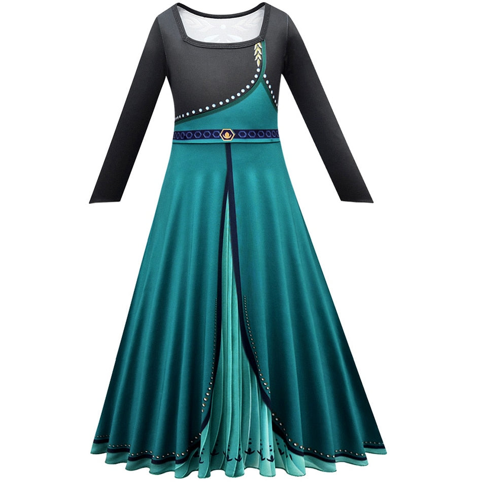 Frozen Girls Dress Elsa 2 Princess Cosplay Costume Kid Children Gowns Vestidos Snow Queen